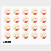 Roze vlinder en Floral - Aangepast Ronde Sticker (Vel)