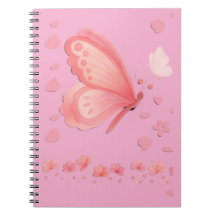​Roze Vlinder en Hartjes Aangepaste Foto Notitiebo