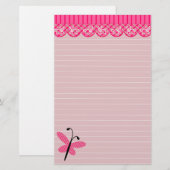 Roze vlinder en kant Briefpapier (Voorkant / Achterkant)