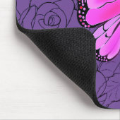 Roze vlinder en Rozen kunst - Muismat (Hoek)