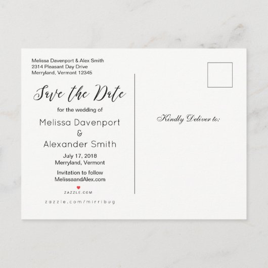 Roze Vlinder en  Rozen Save The Date Aankondigingskaart (Achterkant)