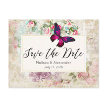 Roze Vlinder en  Rozen Save The Date