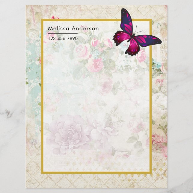 Roze vlinder en  Rozen Shabby (Voorkant)