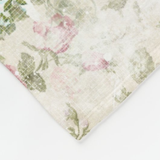 Roze vlinder en  Rozen Shabby Fleece Deken (Hoek)