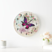 Roze vlinder en  Rozen Shabby Grote Klok (Huis)