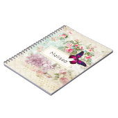 Roze vlinder en  Rozen Shabby Notitieboek (Linkerzijde)