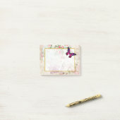 Roze vlinder en  Rozen Shabby Post-it® Notes (Op bureau)