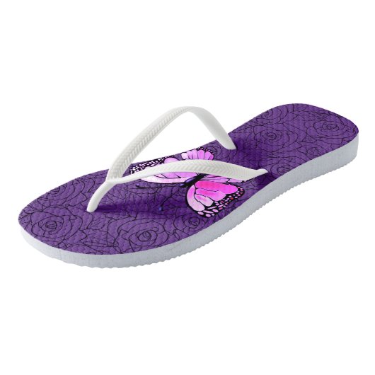 Roze vlinder en Rozen Teenslippers (Schuin)
