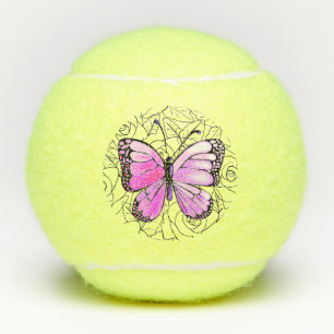 Roze vlinder en Rozen tennisballen