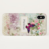 Roze Vlinder en Shabby  Rozen Custom Case-Mate iPhone Case (Achterkant (horizontaal))