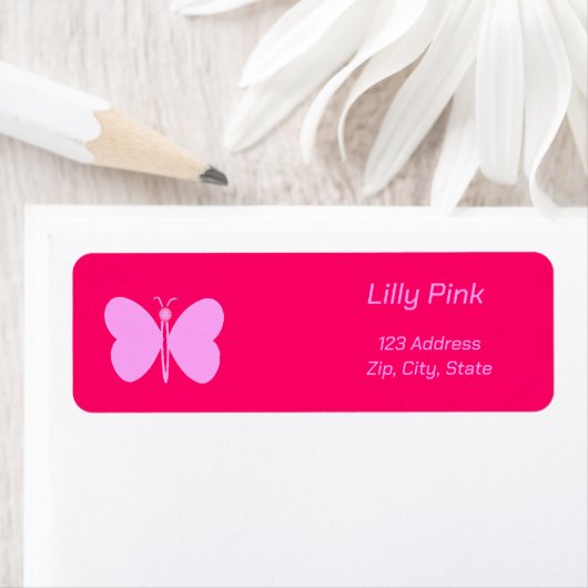 roze vlinder etiket (Insitu)