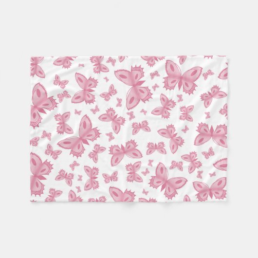 Roze vlinder fleece deken (Voorkant (Horizontaal))
