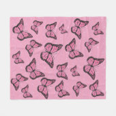 roze vlinder fleece deken (Voorkant (Horizontaal))