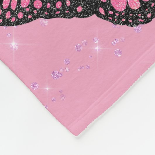 roze vlinder fleece deken (Hoek)