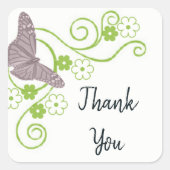 Roze vlinder Floral Dank u Stickers (Voorkant)