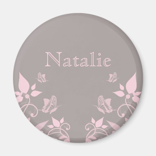 Roze vlinder Floral Magnet (Voorkant)