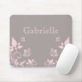Roze vlinder Floral Mousepad Muismat (Met muis)