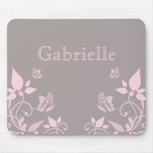 Roze vlinder Floral Mousepad Muismat (Voorkant)