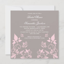 Roze vlinder Floral Vrijgezellenfeest Invite Kaart