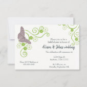 Roze vlinder Floral Vrijgezellenfeest Invite Kaart (Voorkant)