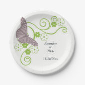 Roze vlinder Floral Vrijgezellenfeest Papier Bord (Voorkant)