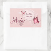 Roze Vlinder Fotosjabloon Rechthoek Sticker (Tas)