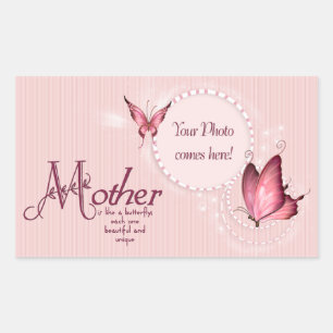 Roze Vlinder Fotosjabloon Rechthoek Sticker