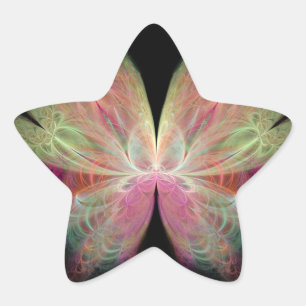 Roze vlinder fractal ster sticker