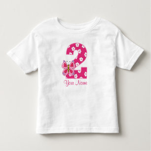 Roze vlinder, gepersonaliseerd 2e verjaardag Shirt