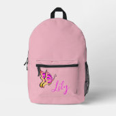 Roze vlinder - gepersonaliseerd bedrukte rugzak (Voorkant)