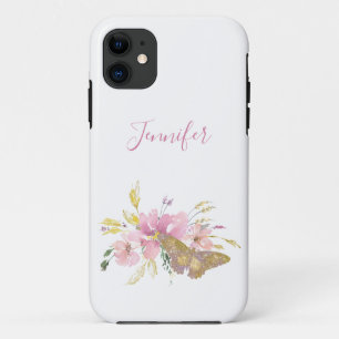 roze vlinder gepersonaliseerd Case-Mate iPhone case