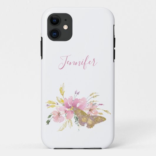 roze vlinder gepersonaliseerd Case-Mate iPhone case (Achterkant)