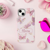 Roze Vlinder Gepersonaliseerde iPhone Case
