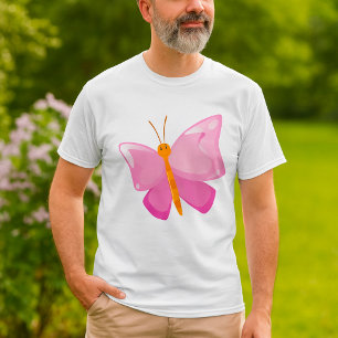 Roze vlinder glimlachen t-shirt