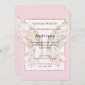  Roze Vlinder Goud Glitzy Lijst Verjaardag Kaart (Voorkant / Achterkant)