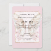  Roze Vlinder Goud Glitzy Lijst Verjaardag Kaart (Voorkant)