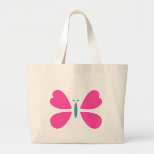 Roze vlinder grote tote bag