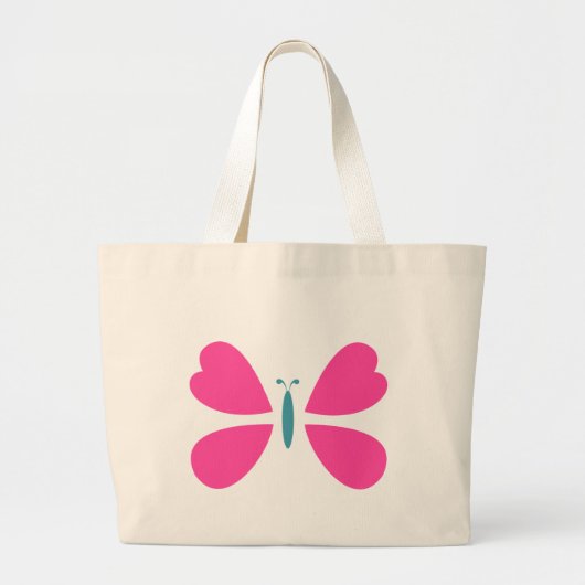 Roze vlinder grote tote bag (Voorkant)