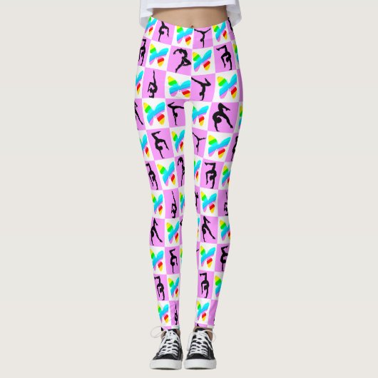  ROZE VLINDER GYMNASTIEK MEISJE LEGGINGS (Voorkant)