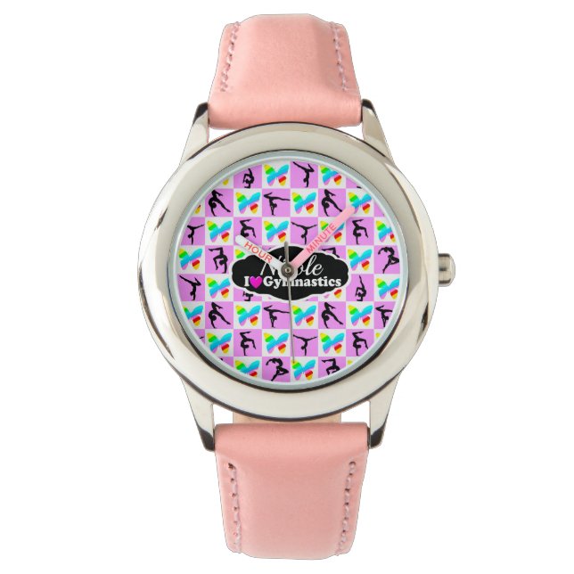  ROZE VLINDER GYMNASTIEK ONTWERP HORLOGE (Voorkant)