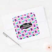 ROZE VLINDER GYMNASTIEK ONTWERP VIERKANTE STICKER (Envelop)