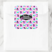 ROZE VLINDER GYMNASTIEK ONTWERP VIERKANTE STICKER (Tas)