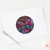 roze vlinder Happy Moederdag Stickers (Envelop)