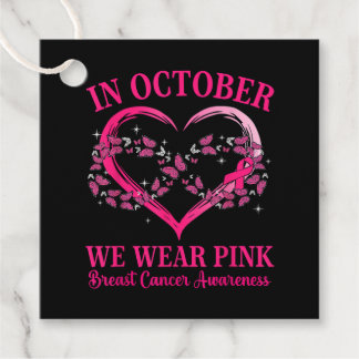 Roze Vlinder Hart in Oktober dragen we Roze Bedankjes Labels