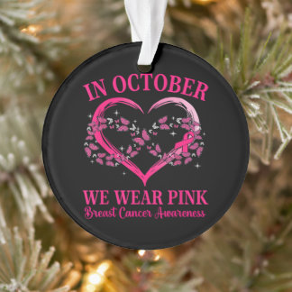 Roze Vlinder Hart in Oktober dragen we Roze Ornament