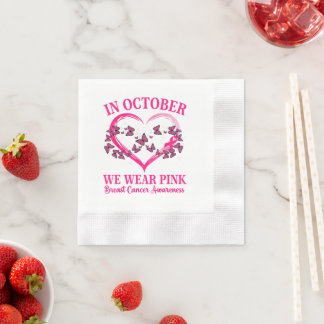 Roze Vlinder Hart in Oktober dragen we Roze Servet