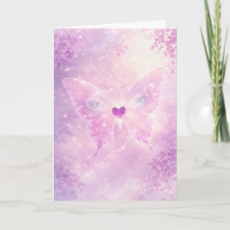 Roze Vlinder Hart Wenskaart Kaart