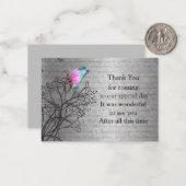 Roze vlinder Hartelijk dank Notitiekaartje (Voorkant / Achterkant in situ)