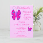  roze vlinder Het is een babymeisjesdouche Kaart (Staand voorkant)