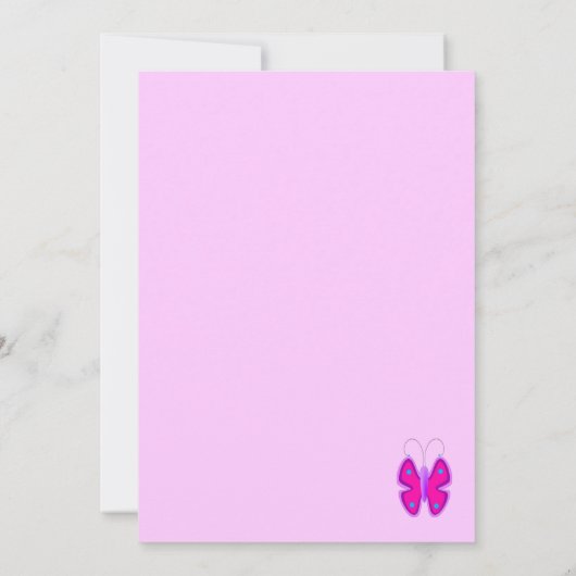  roze vlinder Het is een babymeisjesdouche Kaart (Achterkant)
